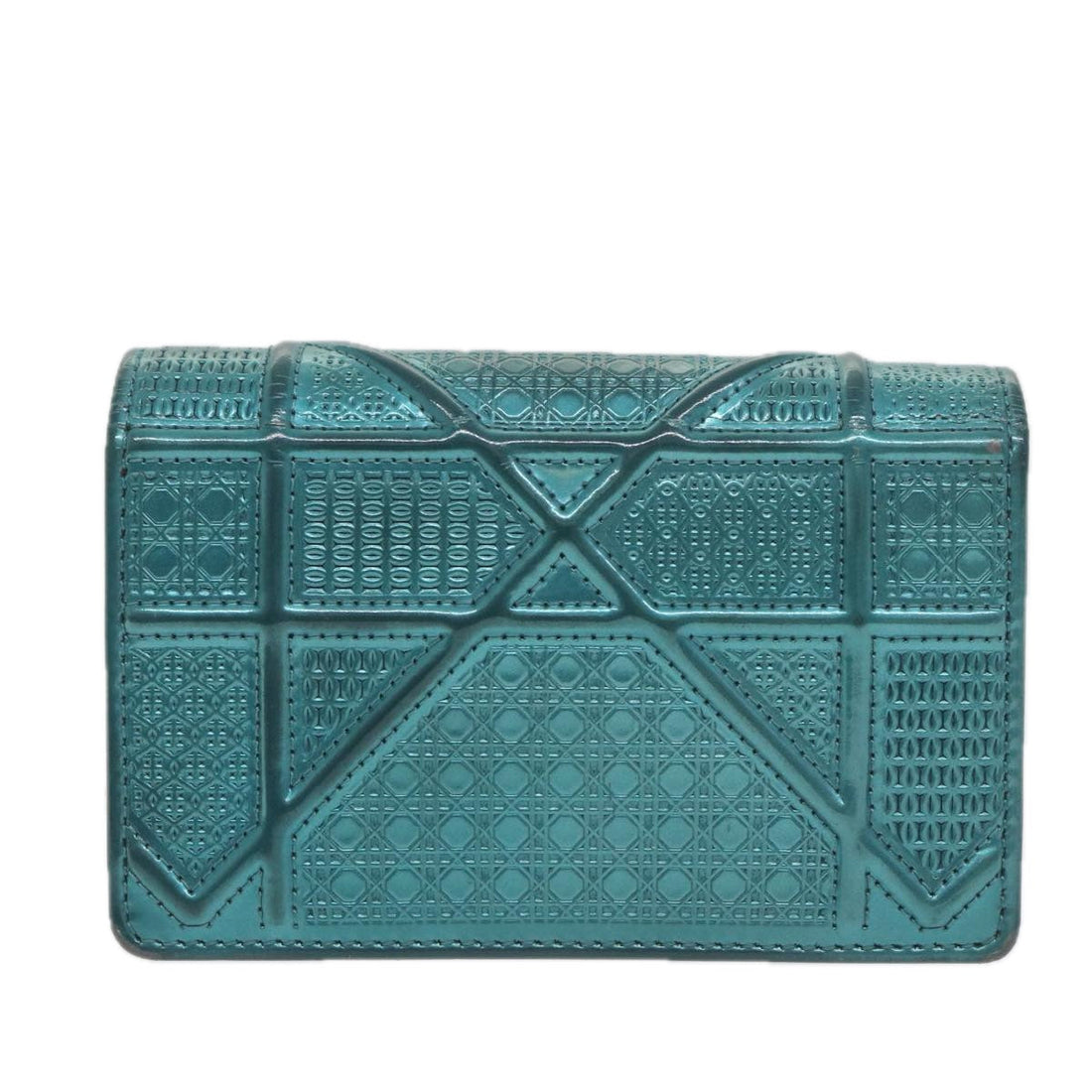 CHRISTIAN DIOR Chain Shoulder Bag Patent leather Light Blue Auth bs9340