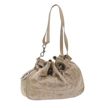 CHRISTIAN DIOR Canage Shoulder Bag Nylon Beige Auth bs9710