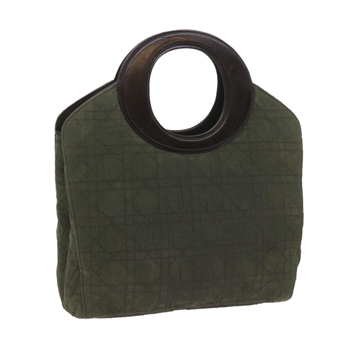 CHRISTIAN DIOR Canage Hand Bag Nylon Khaki Auth bs9789