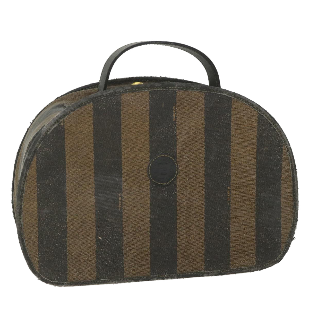 FENDI Pecan Canvas Hand Bag Black Brown 2241 30939 078 Auth bs9842