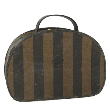 FENDI Pecan Canvas Hand Bag Black Brown 2241 30939 078 Auth bs9842