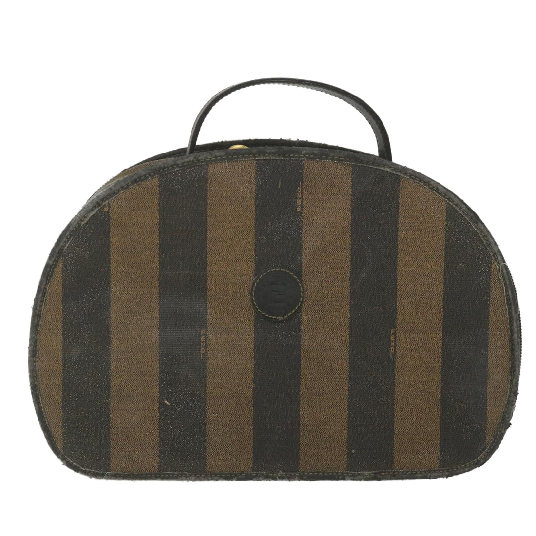 FENDI Pecan Canvas Hand Bag Black Brown 2241 30939 078 Auth bs9842