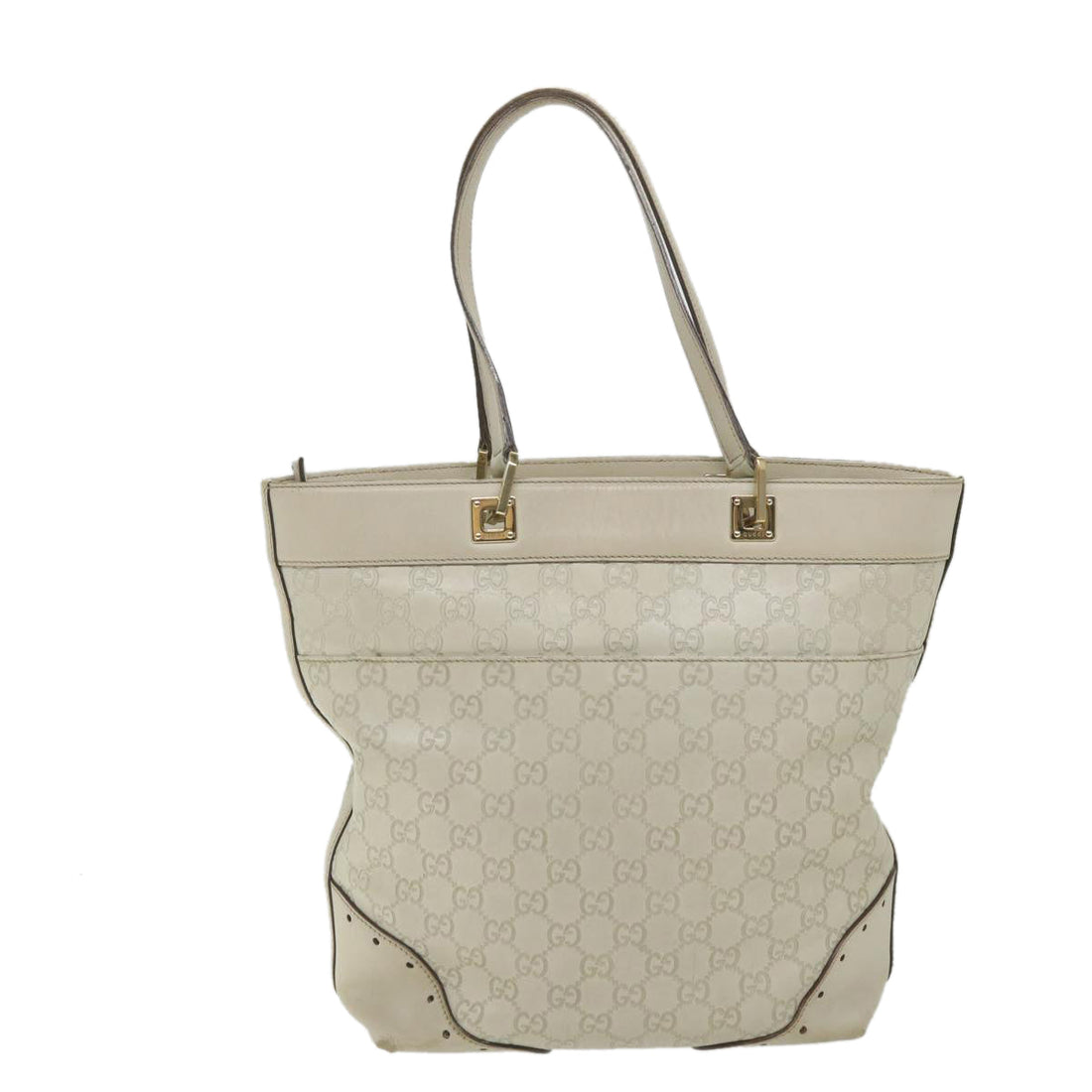 GUCCI GG Canvas ssima Shoulder Bag White 145984 Auth bs9931