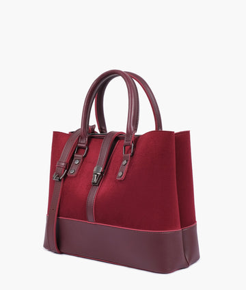 Burgundy suede multi-compartmTLM shoulder bag