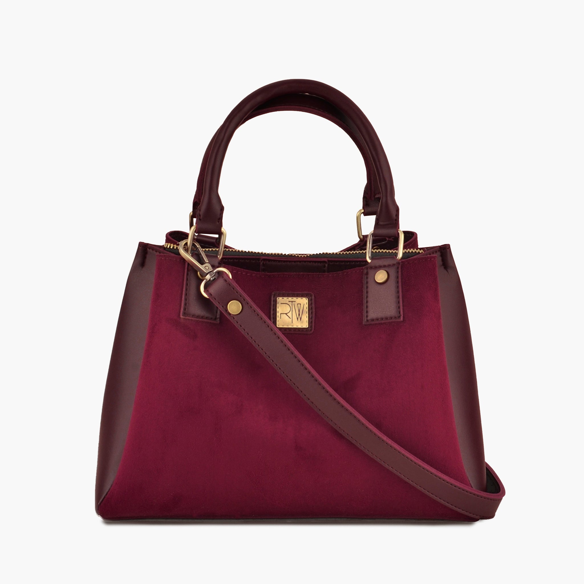 Burgundy suede mini bag