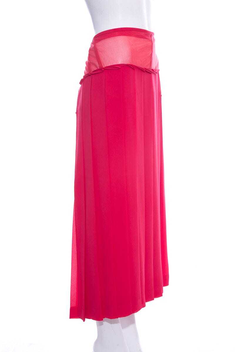 Victoria Beckham Pink Mesh A-Symetrical Waist Line Skirt SZ 10
