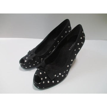 Aerosoles Black White Polka Dot Fabric Peep Toe Pumps Size Us