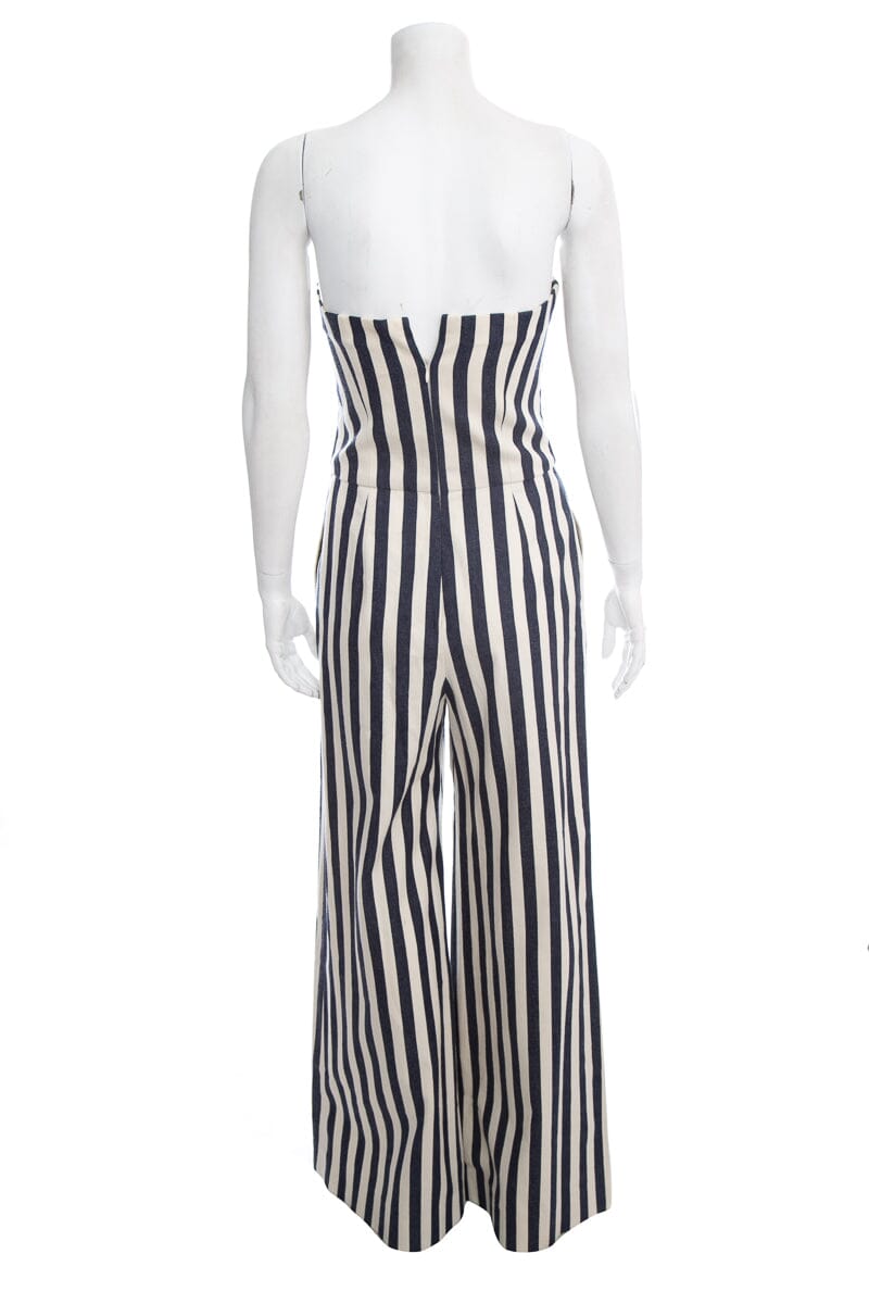 Chanel Striped Nautical Canvas Denim Jumpsuit SZ 38