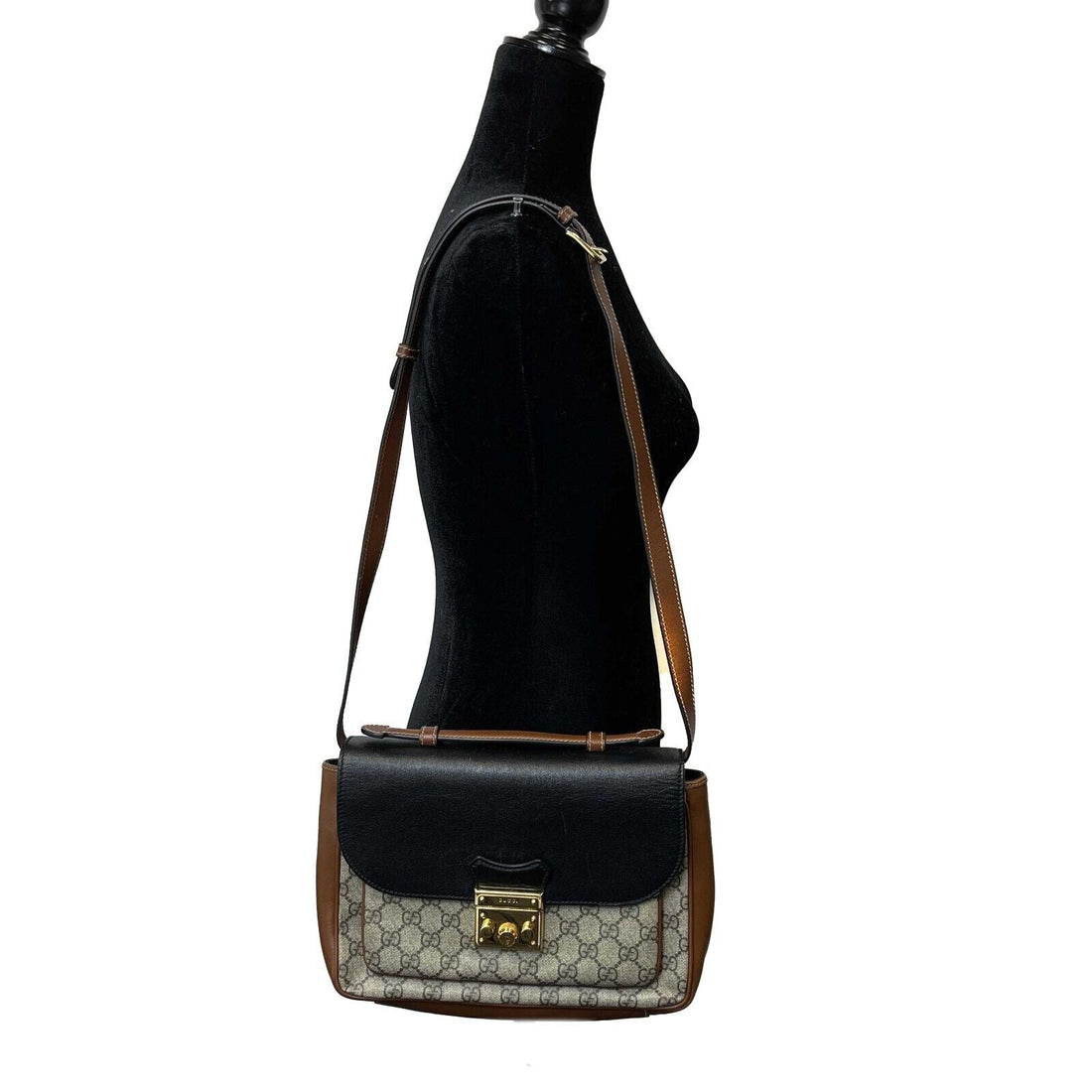 GUCCI - Padlock Mini Monogram Brown Top Handle - Crossbody / Shoulder Bag