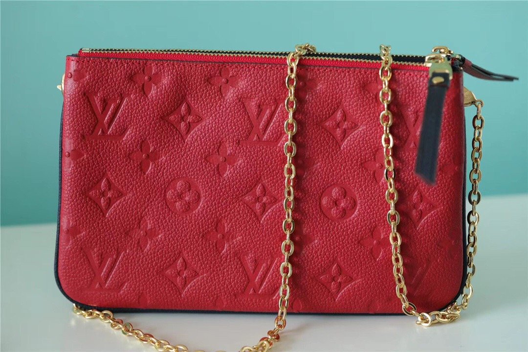 LV Double Zip Pochette Monogram Empreinte Black/Red For Womtlm,  Shoulder and Crossbody Bags 7.9in/20cm LV