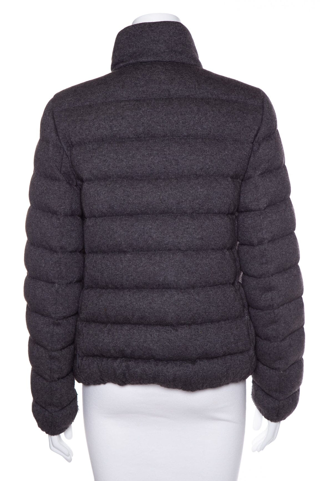Moncler Grey Wool Arneb Zip Up Puffer Coat SZ 3