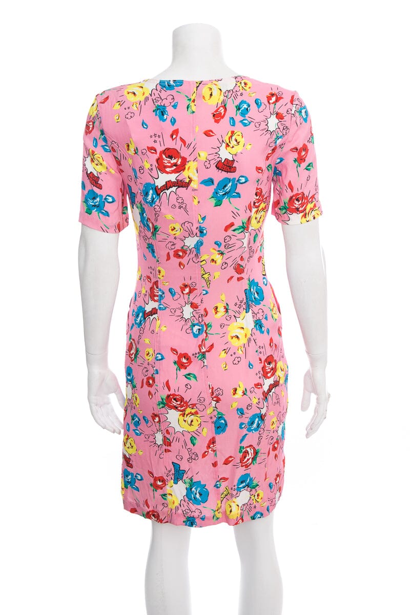 Love Moschino Pink Floral Snap Up Short Sleeve Dress SZ 4 NWT