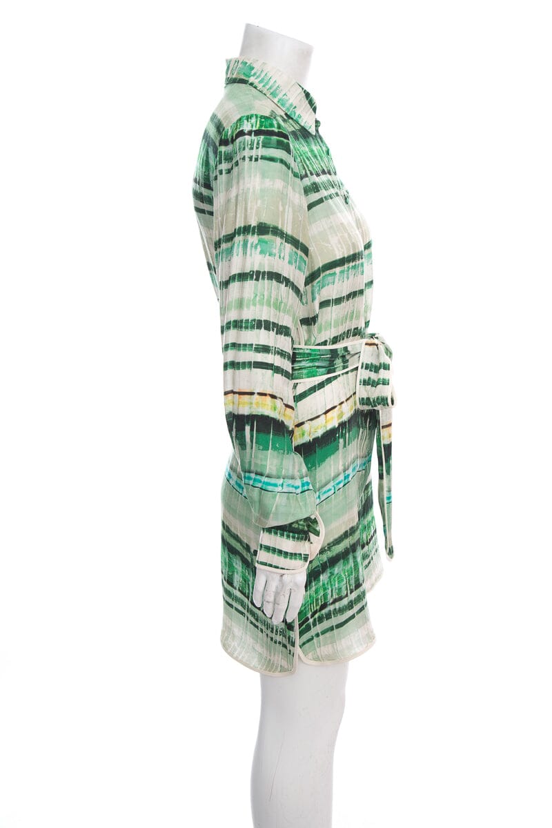 Alexis Green Stripe Printed Long Sleeve Romper SZ S NWT