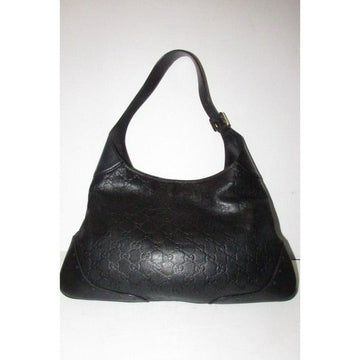 Gucci New Jackie Guccissima Print Shoulder Purse Black Gg Leather Hobo Bag