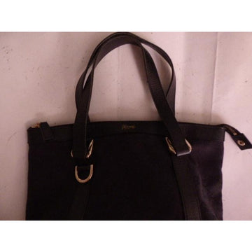 Gucci Vintage Black Large Logo Print Canvas And Black Leather