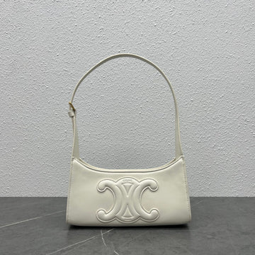 CE Cuir Triomphe Shoulder Bag White For Womtlm 9.4in/24cm