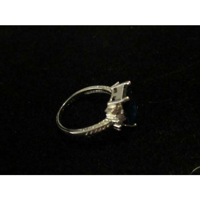 Art Deco Emerald cut Blue Sapphire Sterling Silver Ring