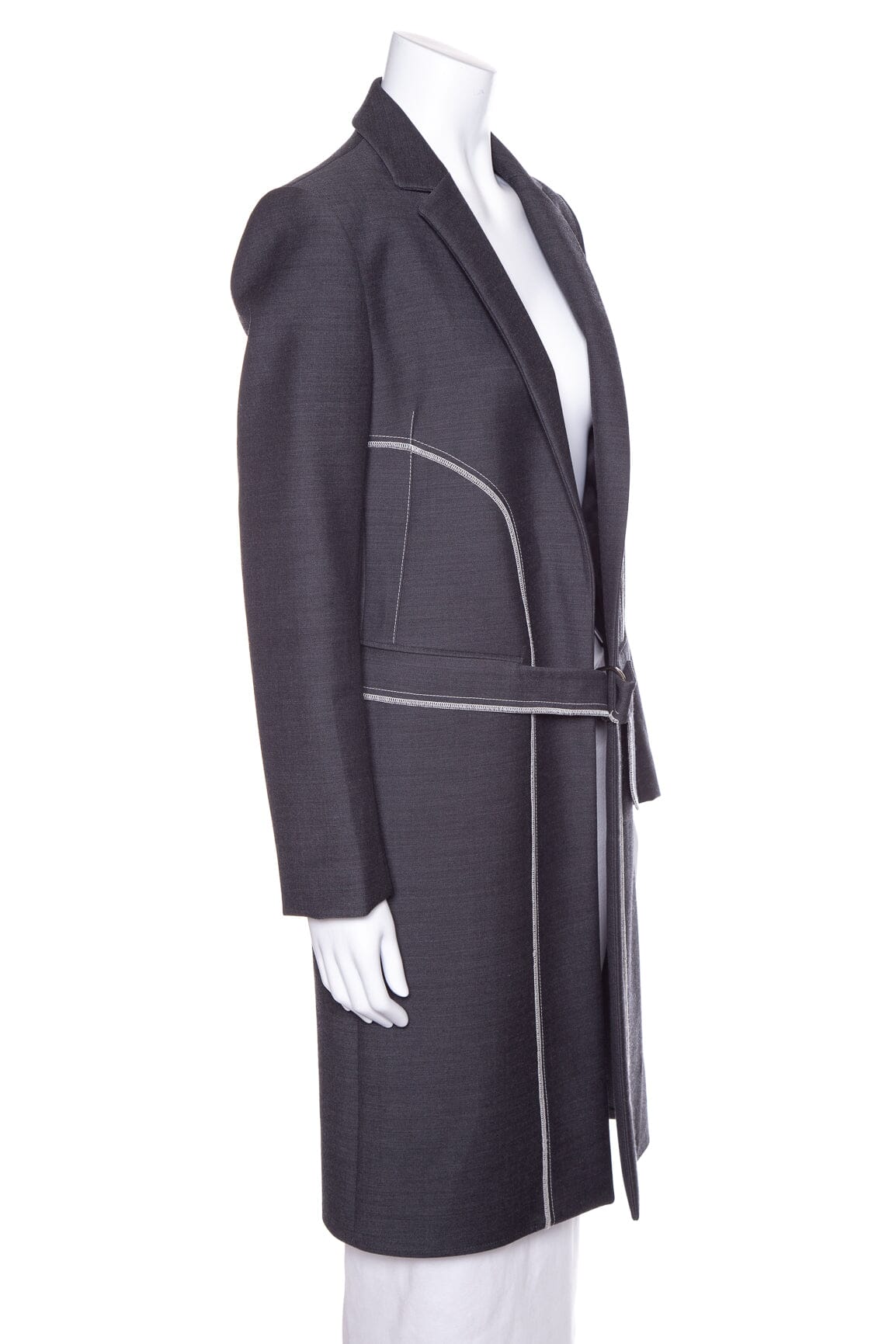 Paco Rabanne Grey Wool Belted Jacket SZ 38