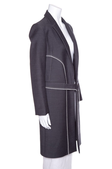 Paco Rabanne Grey Wool Belted Jacket SZ 38