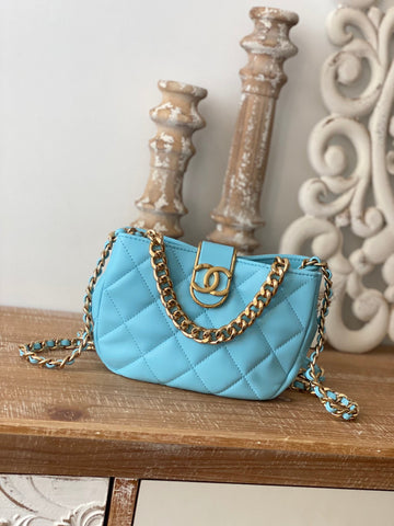 CHLSmall Hobo Bag Gold Hardware Blue For Womtlm, Womtlm&#8217;s Handbags, Shoulder Bags 7.5in/19cm
