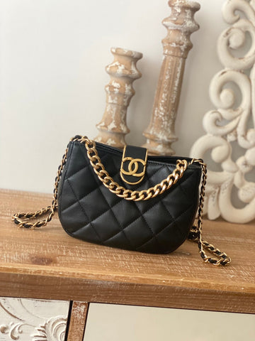 CHLSmall Hobo Bag Gold Hardware Black For Womtlm, Womtlm&#8217;s Handbags, Shoulder Bags 7.5in/19cm
