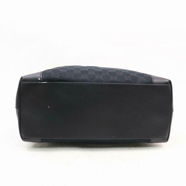 Gucci Gg Web And Shoppers Black Large G Logo Print Leathercanvas Tote