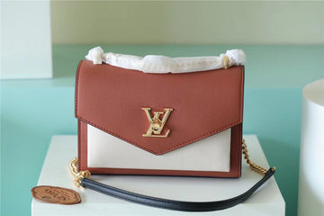 LV Mylockme Chain Bag Brown/ Quartz White For Womtlm,  Shoulder and Crossbody Bags 8.9in/22.5cm LV