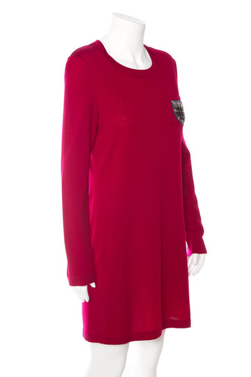 Chanel Scarlet Knit Long Sleeve Dress SZ 38