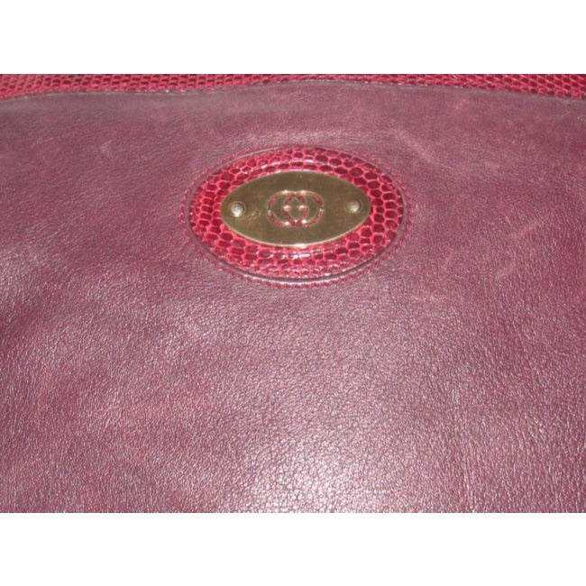 Gucci Purple Leather Shoulder Bag With Burgundy Snakeskin Accents
