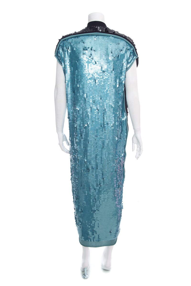 Bottega Veneta Black & Blue Full Sequin Long Shift Dres SZ XS