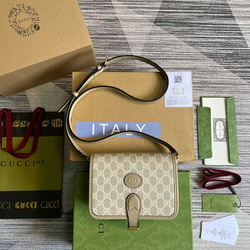 gg Mini Shoulder Bag With Interlocking G Beige For Womtlm, Womtlm&#8217;s Bags 7.9in/20cm gg ?671620 UULBT 9683
