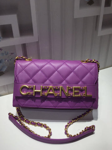 CHLFront Logo Small Flap Bag Gold Hardware Purple For WomTLM, WomTLM&#8217;s Handbags, Shoulder Bags 8.2in/21cm AS1490