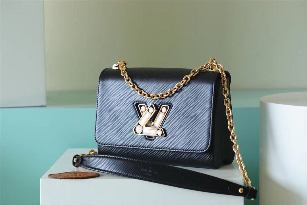 LV Twist MM Epi Black For Womtlm,  Shoulder And Crossbody Bags 9.1in/23cm LV