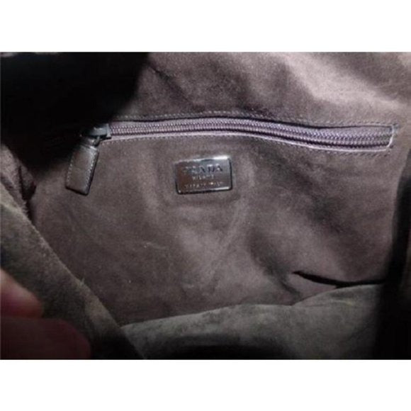 Prada Vintage 1990's Tan Leather and Suede Shoulder Bag with Rivet Design