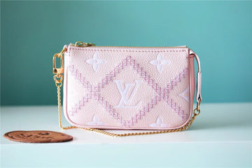 LV Mini Pochette Accessoires Monogram Empreinte Pink For Womtlm, Womtlm’s Handbags, Shoulder Bags And Crossbody Bags 6.1in/15.5cm LV