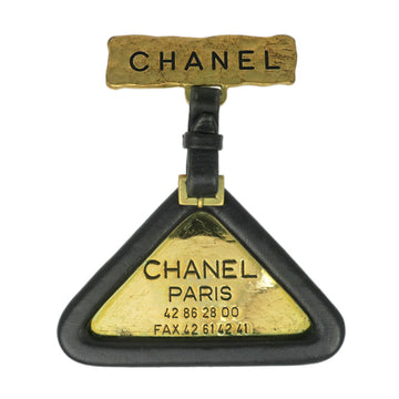 CHANEL Triangle  Brooch 94P G Leather Logo