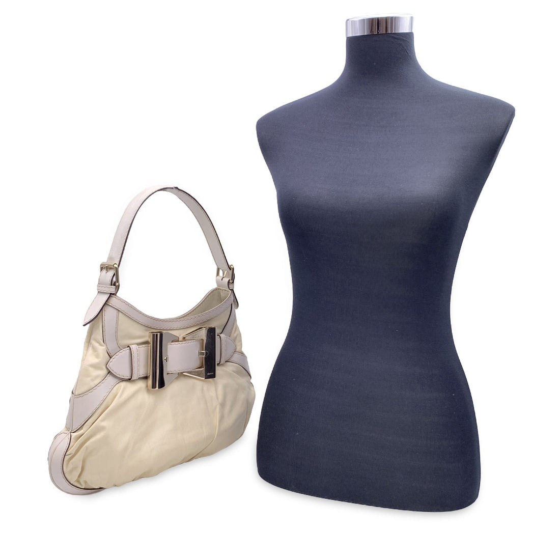 GUCCI White Leather Queen Hobo Shoulder Bag