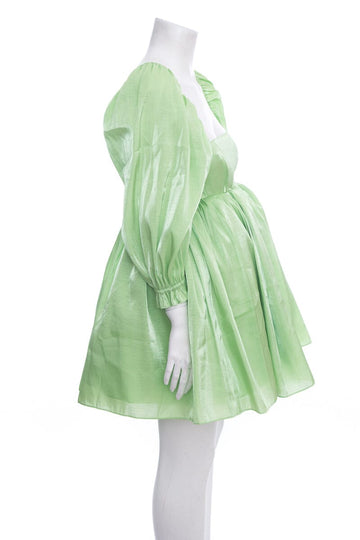 Selkie "The Puff" Iridescent Avocado Dress SZ S NWT