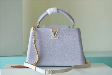 LV Capucines MM Taurillon Light Blue/ Creme For Womtlm,  Shoulder And Crossbody Bags 31.5cm/12.4in LV 