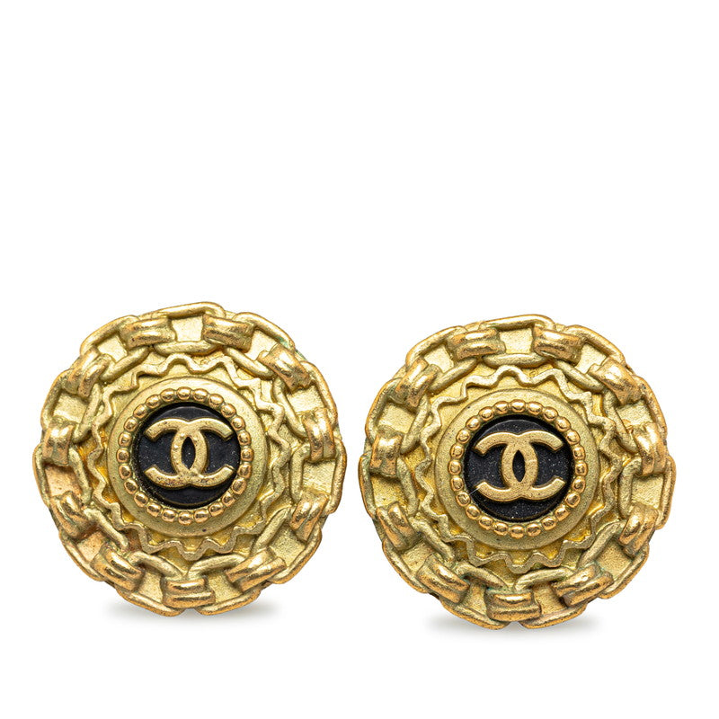 Chanel Vintage Coco Chain Earrings Black G   Chanel