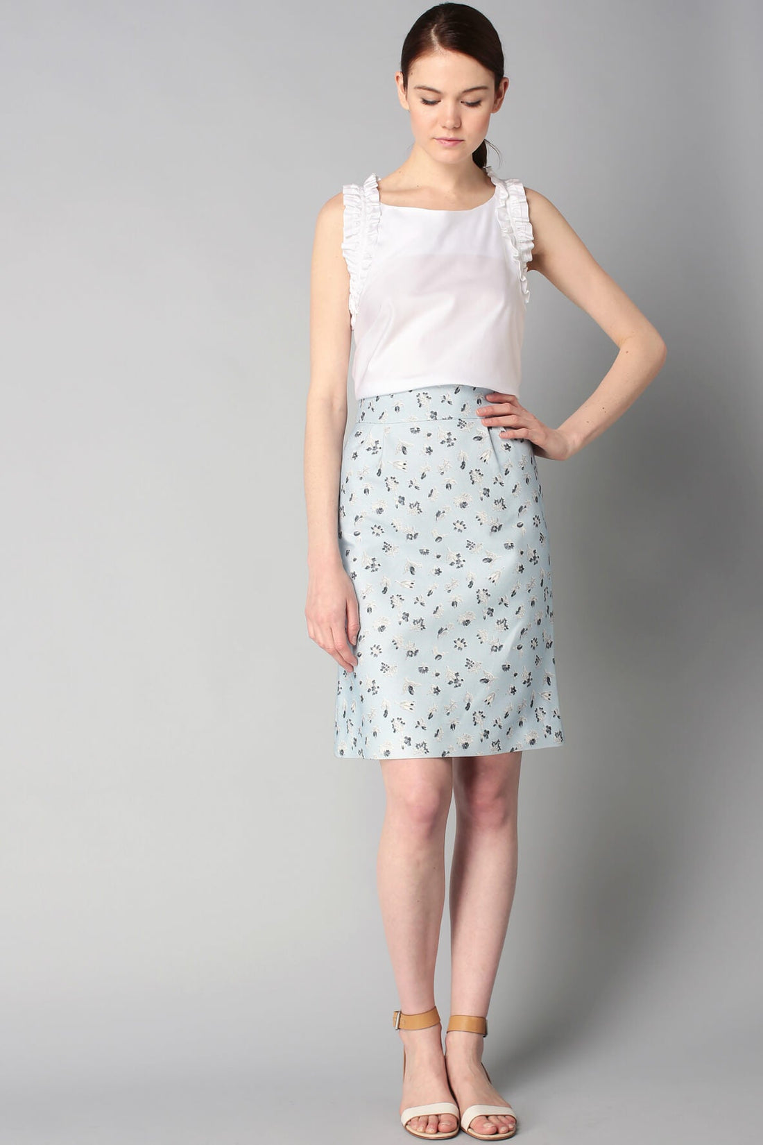 Jupe Droite Natte Imp Mille Fl