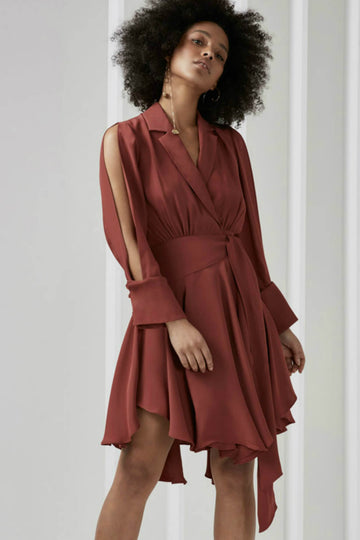 Caught Up L/S Dress Red