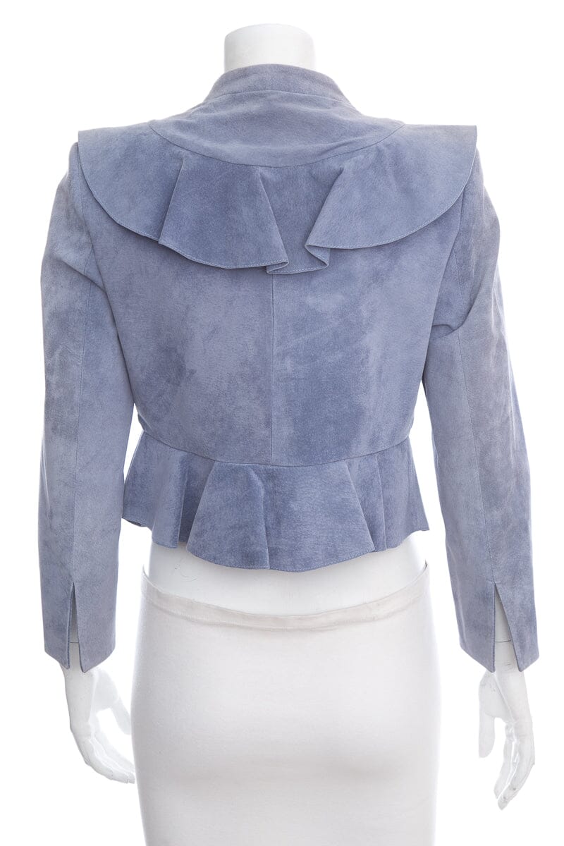 Intermix Blue Leather Suede Jacket SZ M