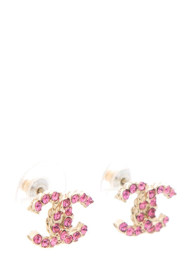 Chanel Pink "CC" Studded earrings
