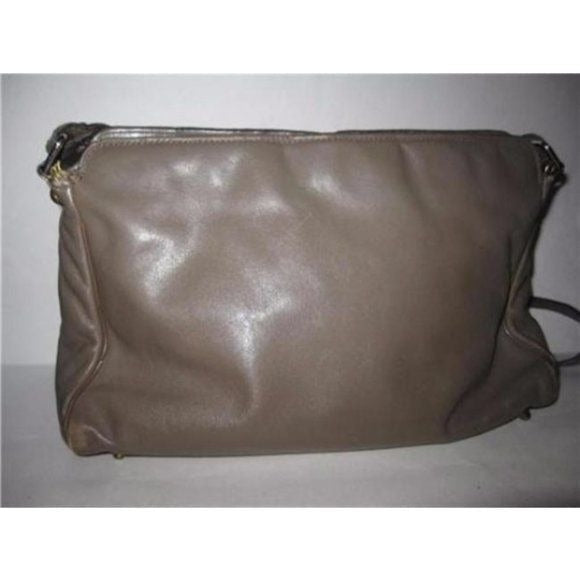 Etienne Aigner Vintage Taupe Leather Gold Accents Shoulder Bag