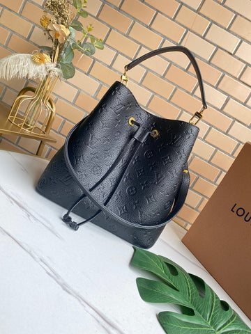 LV NeoNoe MM Bucket Bag Monogram Empreinte Black For Womtlm, Womtlm’s Handbags, Shoulder Bags 10.2in/26cm LV M45256