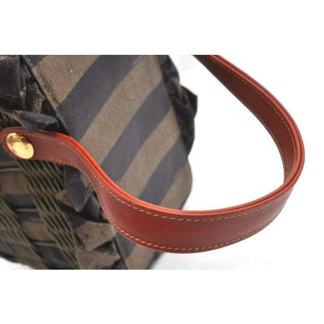 Fendi Xl Coated Canvasleatherraffia Basket Pequin Striped Printraffia Ctd Cnvsleatherraffia Tote