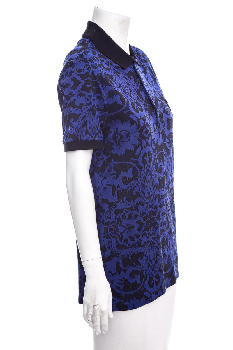 Versace Black & Blue Cotton Printed Polo SZ S