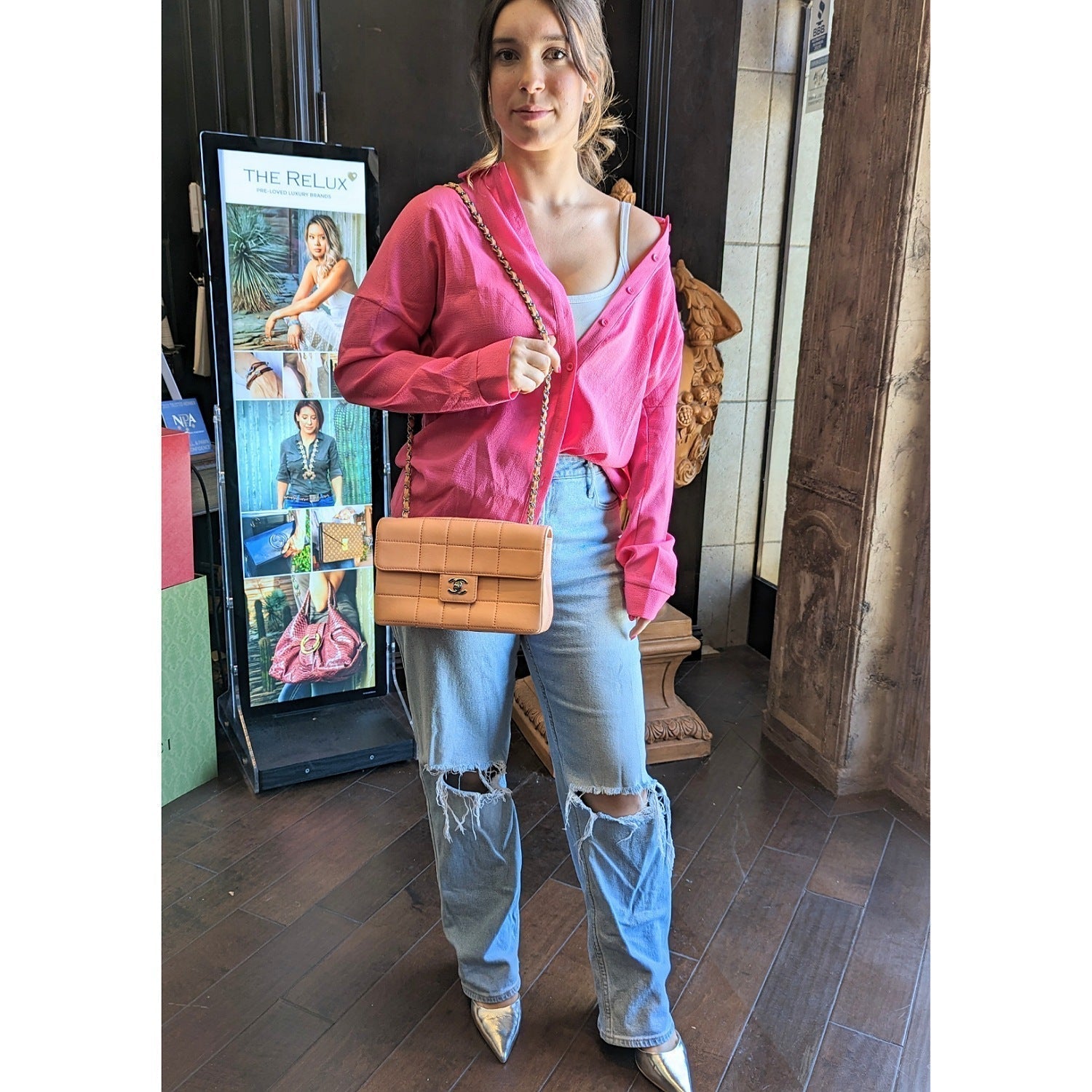 Chanel Bag Vintage Peach Square Quilted Medium Flap Bag