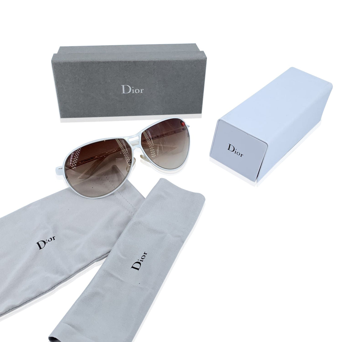 CHRISTIAN DIOR Vintage White Aviator Ladybug Tiny Osir 5 Sunglasses